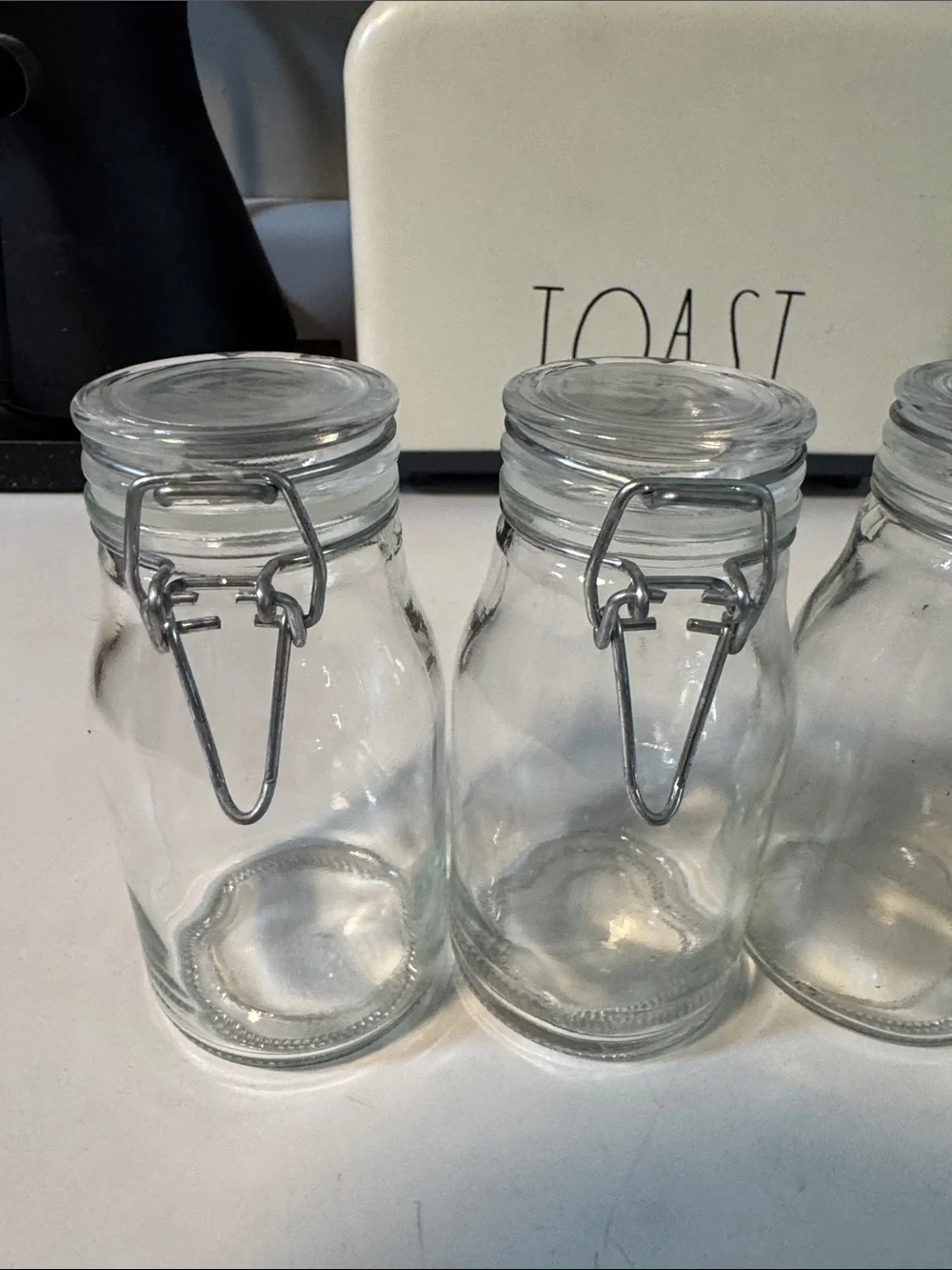 Set of 4 Clear Glass Clip-Top Jars